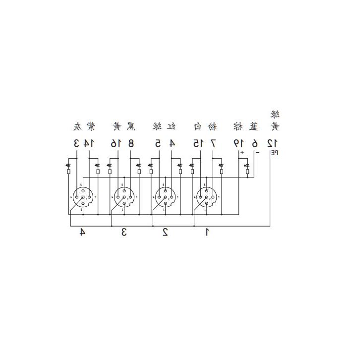 M12分线盒、双通道、NPN、4端口分体式、带LED、M23集成接口基座、24N4LT